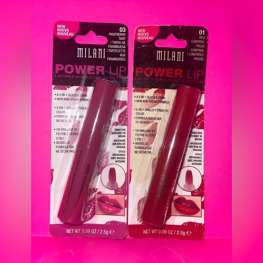 Milani Power Lip Gloss Stain Set - Raspberry Tart & Red Control